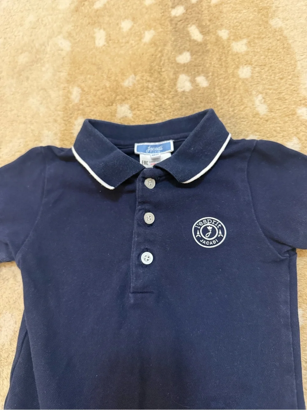 Jacadi Paris Baby Boys Navy Polo Bodysuit 24M 88cm Cotton Embroidered Logo